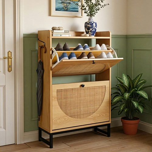 Rattan shoe storage cabinet - storage, &