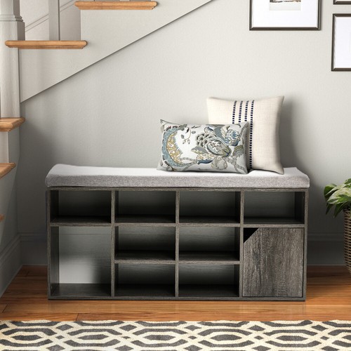 Grey padded shoe rack seat - grey,